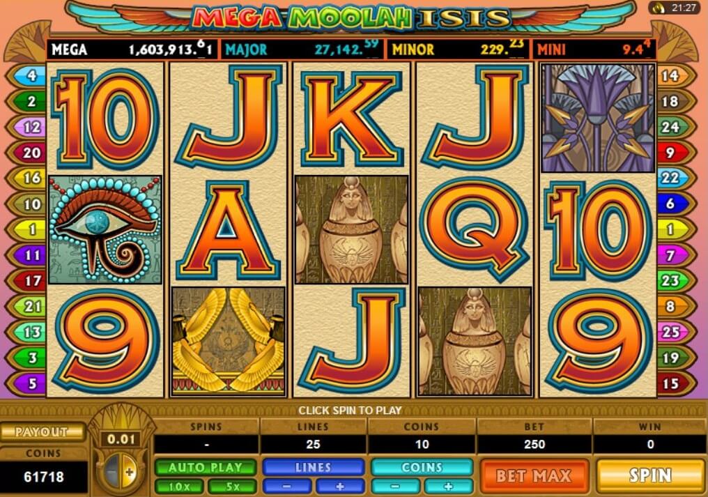 mega moolah isis jackpot feature